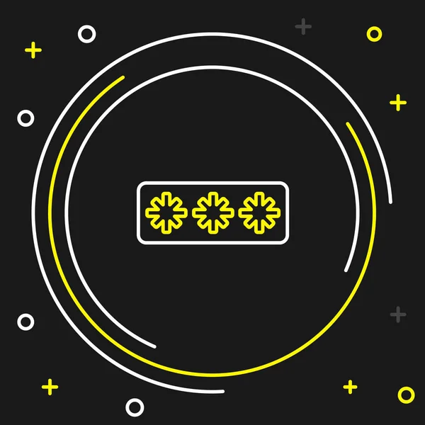 Linha Proteção Senha Ícone Acesso Segurança Isolado Fundo Preto Segurança — Vetor de Stock