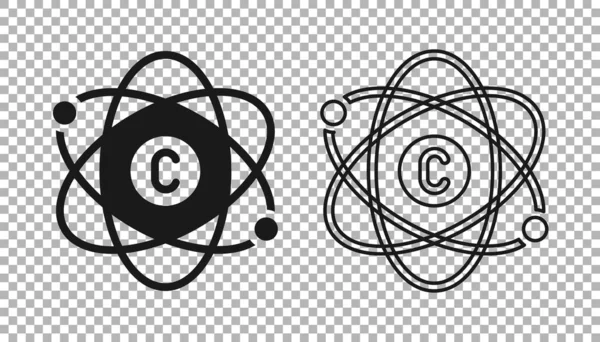 Черный Атом Значок Изолирован Прозрачном Фоне Символ Науки Образования Ядерной — стоковый вектор