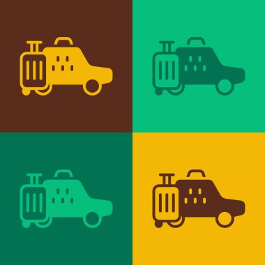 Pop Art Taksi ikonu renk arkaplanında izole edilmiş. Vektör.