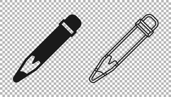 Schwarzer Bleistift Mit Radiergummi Symbol Auf Transparentem Hintergrund Zeichen Und — Stockvektor