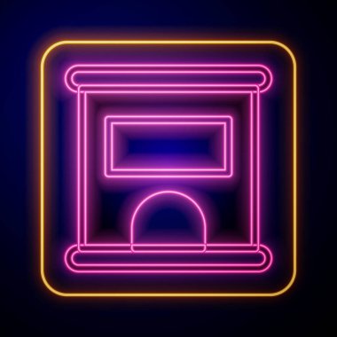 Glowing neon Ticket office to buy tickets for train or plane icon isolated on black background. Buying tickets. Ticket service. Vector.