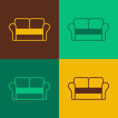 Pop Art Sofa simgesi renk arkaplanında izole edildi. Vektör.