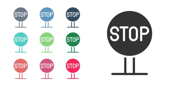 Zwarte Stop Teken Pictogram Geïsoleerd Witte Achtergrond Waarschuwingsstopsymbool Voor Verkeersregels — Stockvector