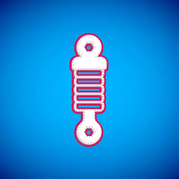 White Shock Absorber Icon Isolated Blue Background Vector — Stockový vektor
