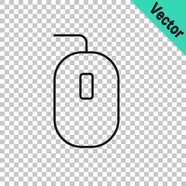 Schwarze Linie Computermaus Gaming Symbol Isoliert Auf Transparentem Hintergrund Optisch — Stockvektor