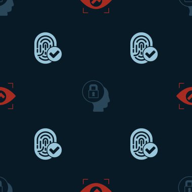 Göz tarama kilidini ve parmak izini kusursuz desene ayarlayın. Vektör.