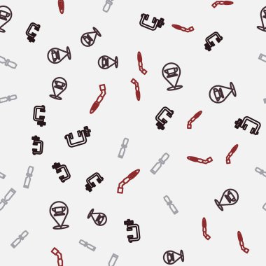 Halat kıskacı ve vida aleti Demirci örs metal dosya ve kaynak meşalesini pürüzsüz desen üzerine ayarla. Vektör.