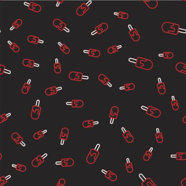 Çizgi dondurma ikonu siyah arkaplanda izole edilmiş kusursuz desen. Güzel sembol. Vektör.