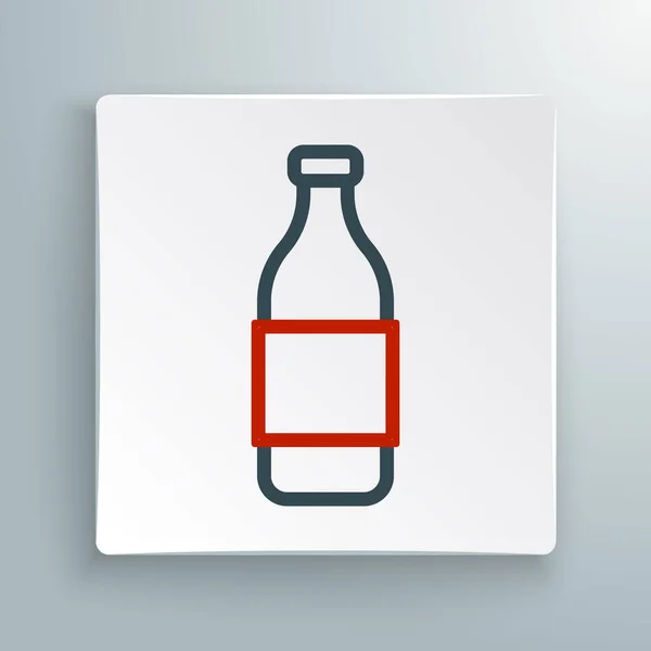 Line Fles Wijn Pictogram Geïsoleerd Witte Achtergrond Kleurrijk Concept Vector — Stockvector