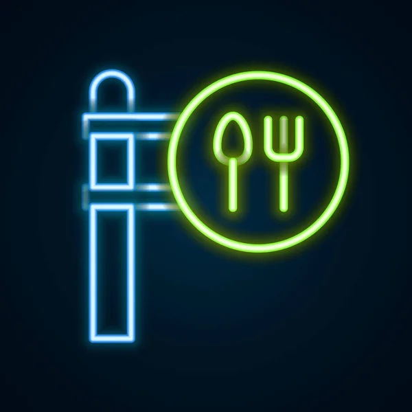 Świecąca Neon Linii Kawiarnia Restauracja Lokalizacja Ikona Izolowane Czarnym Tle — Wektor stockowy