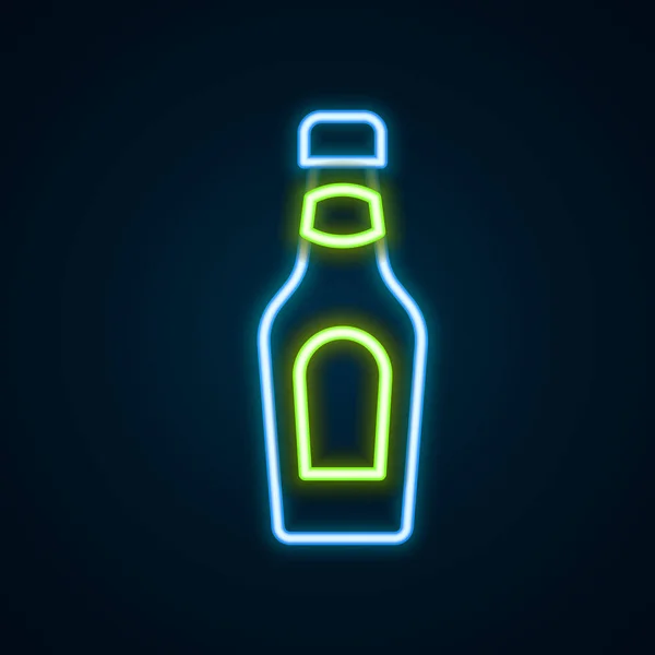 Glowing Neon Line Champagne Botol Ikon Terisolasi Pada Latar Belakang - Stok Vektor