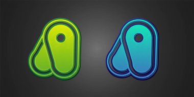 Green and blue Steak meat icon isolated on black background. Vector.