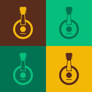 Pop Art Banjo simgesi renk arkaplanında izole edildi. Müzik aleti. Vektör.