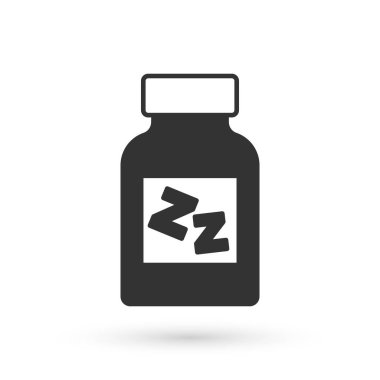 Beyaz arka planda izole edilmiş gri uyku hapı ikonu. Vektör.