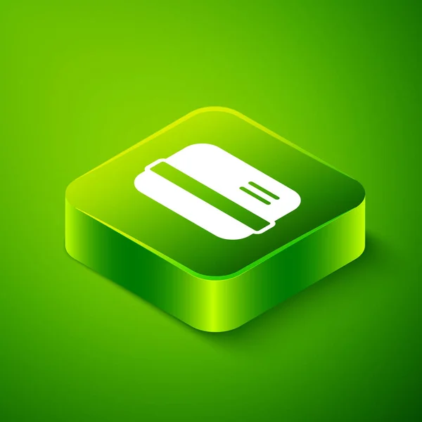 Isometric Credit Card Icon Isolated Green Background Online Payment Cash — Stock Vector