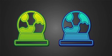 Green and blue Magic ball icon isolated on black background. Crystal ball. Vector.