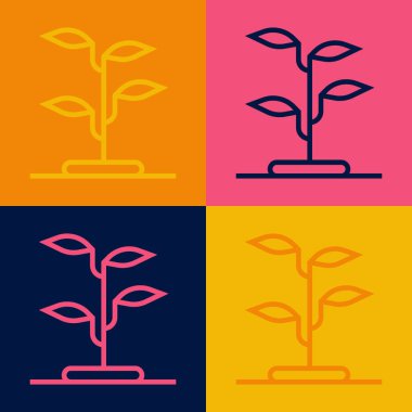 Pop Art Line Sprout simgesi renk arkaplanında izole edildi. Tohum ve tohum. İşaret bırakıyor. Yaprak doğası. Vektör.