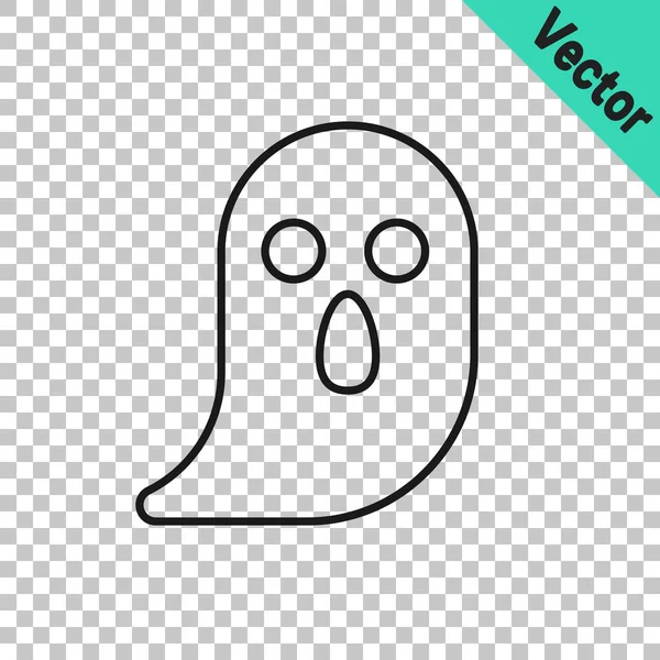 Línea Negra Icono Fantasma Aislado Sobre Fondo Transparente Feliz Fiesta — Vector de stock