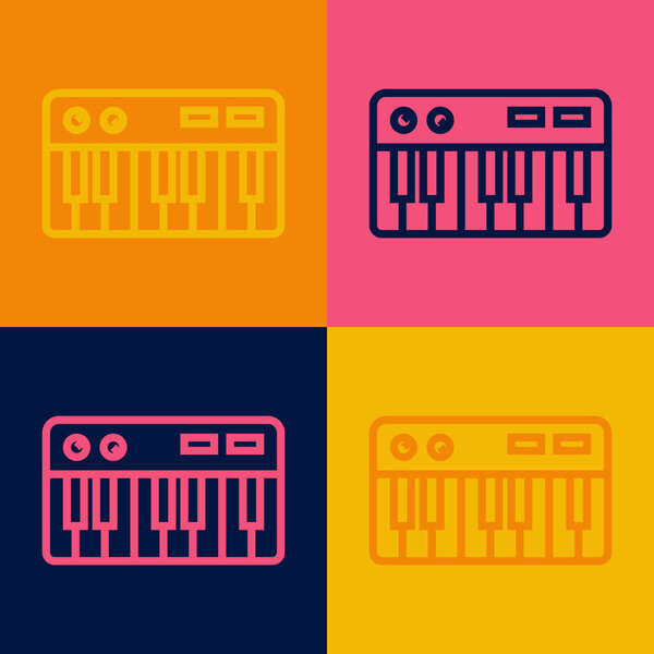 Музыкальный синтезатор значок изолирован на цветном фоне. Электронное пианино Вектор.