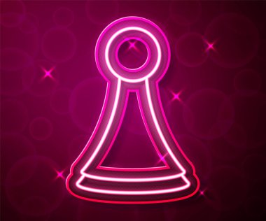 Glowing neon line Chip for board game icon isolated on red background. Vector.