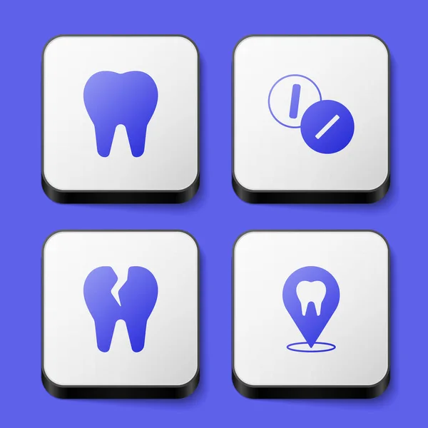 Set Tooth Toothache Painkiller Tablet Broken Tooth Dental Clinic Location — Vector de stock