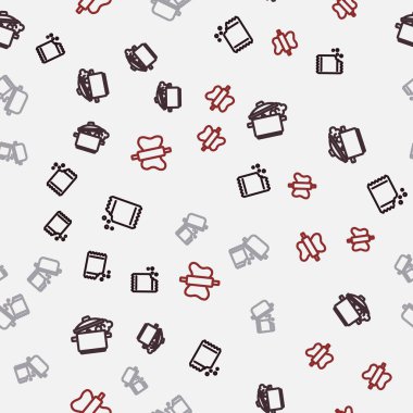 Biber pişirme kabı, baharat ve hamuru pürüzsüz desen üzerine yuvarlama iğnesi paketini hazırla. Vektör.