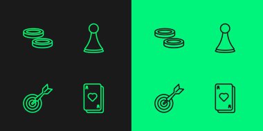 Satır Ayarlama Kart Oynama Klasik dart tahtası ve ok kontrol oyun çipleri ve simge için çip. Vektör.