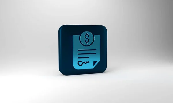 Blue Contract Money Icon Isolated Grey Background Banking Document Dollar — Fotografia de Stock