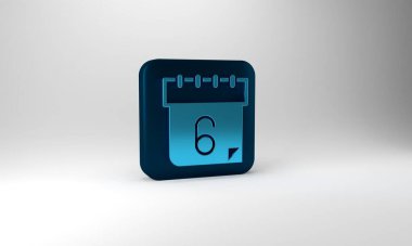 Blue Calendar icon isolated on grey background. Event reminder symbol. Blue square button. 3d illustration 3D render.