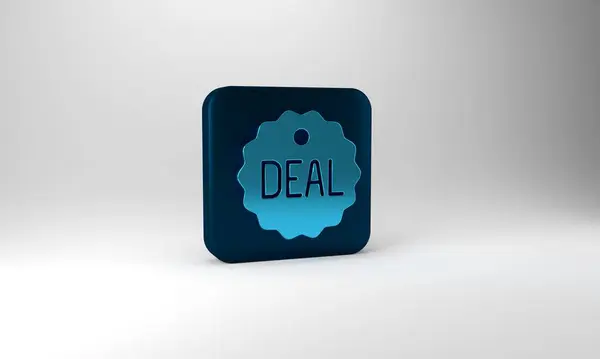 Blue Deal Icon Isolated Grey Background Blue Square Button Illustration — Fotografia de Stock