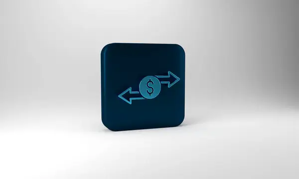 Μπλε Εικονίδιο Ανταλλαγής Χρημάτων Απομονωμένο Γκρι Φόντο Σύμβολο Μεταφοράς Μετρητών — Φωτογραφία Αρχείου