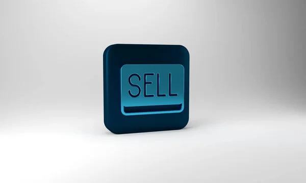 Blue Sell Button Icon Isolated Grey Background Financial Stock Investment — Fotografia de Stock