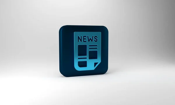 Blue News Icon Isolated Grey Background Newspaper Sign Mass Media — Zdjęcie stockowe