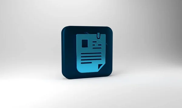 Blue Resume Icon Isolated Grey Background Application Searching Professional Staff — Foto Stock