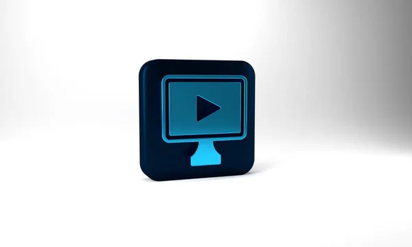 Blue Online Play Video Icon Isolated Grey Background Film Strip — ストック写真