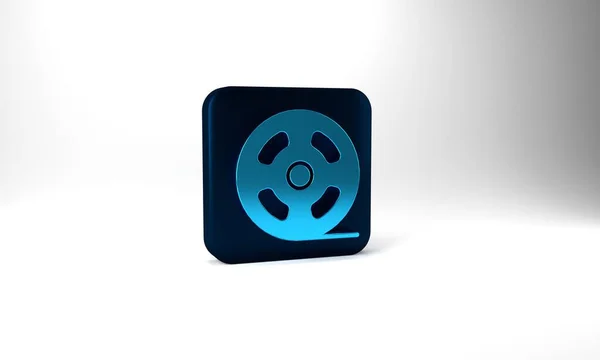 Blue Film Reel Icon Isolated Grey Background Blue Square Button — Stock fotografie
