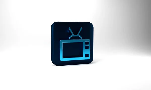 Blue Retro Icon Isolated Grey Background Television Sign Blue Square — Stockfoto