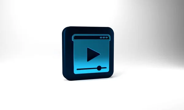 Blue Online Play Video Icon Isolated Grey Background Film Strip — Stock Fotó