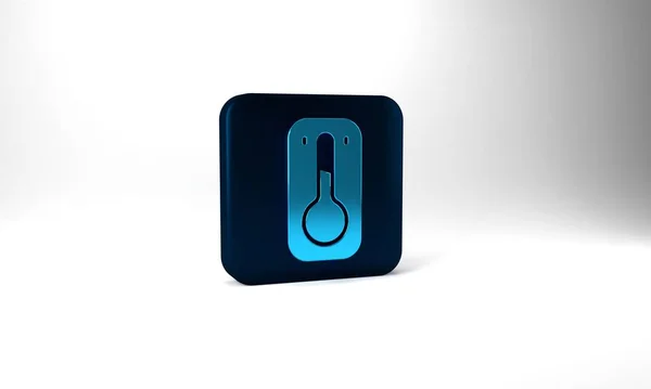 Blue Coffee Thermometer Icon Isolated Grey Background Blue Square Button — ストック写真