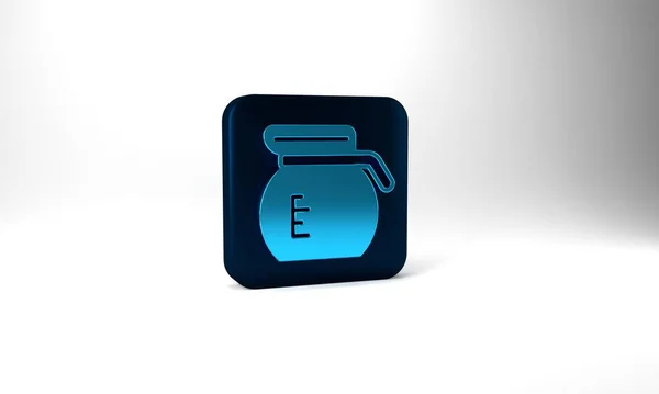 Blue Coffee Pot Icon Isolated Grey Background Blue Square Button — Stockfoto