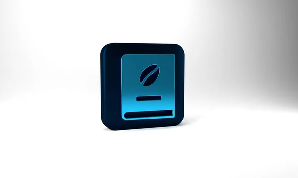 Blue Coffee Book Icon Isolated Grey Background Blue Square Button — Fotografia de Stock