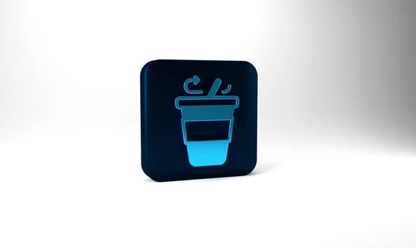 Blue Coffee Cup Icon Isolated Grey Background Blue Square Button — ストック写真