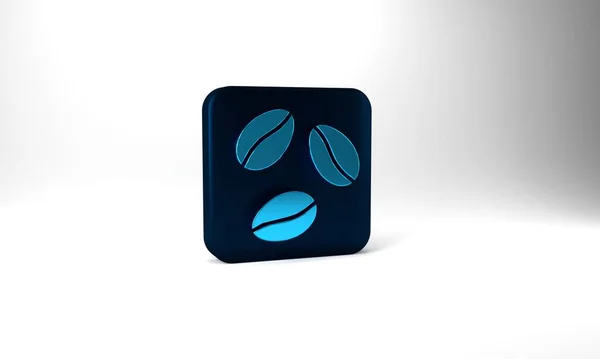 Blue Coffee Beans Icon Isolated Grey Background Blue Square Button — Fotografia de Stock