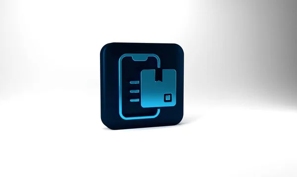 Blue Document Tracking Marker System Icon Isolated Grey Background Parcel — 图库照片