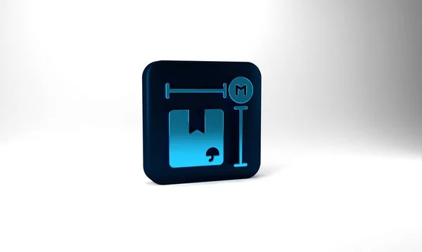 Blue Carton Cardboard Box Measurement Icon Isolated Grey Background Box — ストック写真