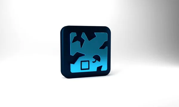 Blue Broken Cardboard Box Icon Isolated Grey Background Box Package — ストック写真