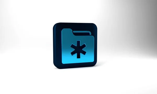 Blue Medical Health Record Folder Healthcare Icon Isolated Grey Background — Stock Fotó
