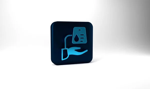 Blue Blood Donation Icon Isolated Grey Background Blue Square Button — 스톡 사진