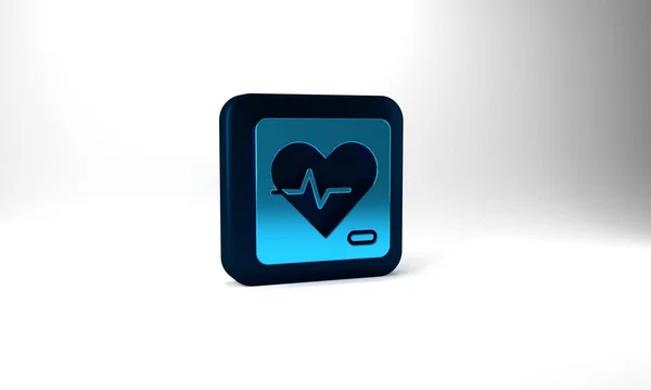 Blue Heart Rate Icon Isolated Grey Background Heartbeat Sign Heart —  Fotos de Stock