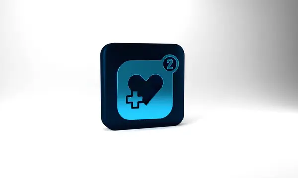 Blue Smartphone Heart Rate Monitor Function Icon Isolated Grey Background — Zdjęcie stockowe